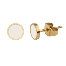 Korean Simple Colorful Stainless Steel Gold Plated Small Plain Round Disc Post Earring Studs